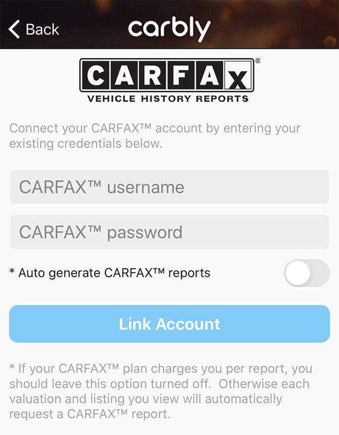 Link your CARFAX in Carbly