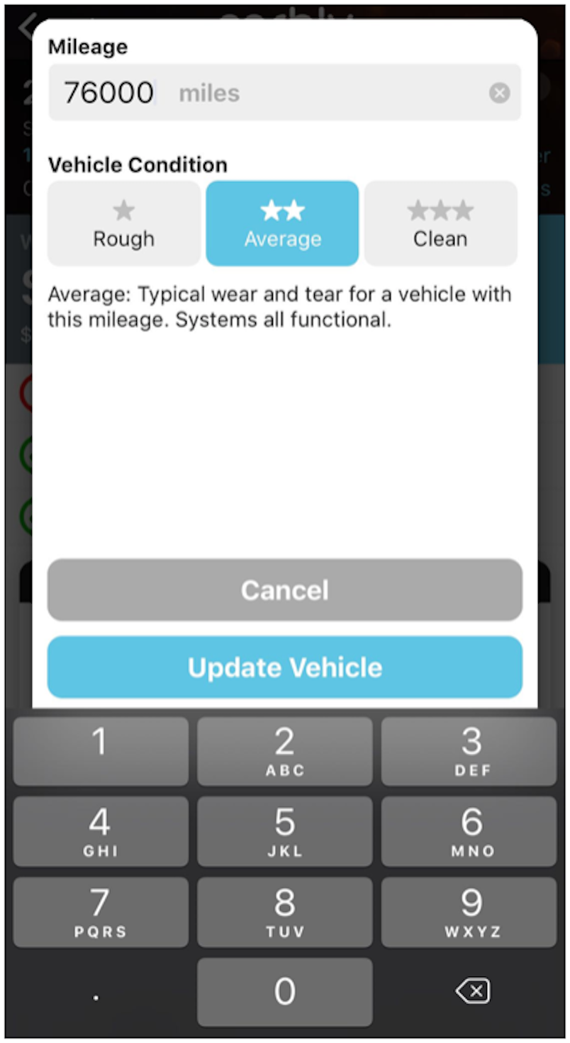 Edit Miles & Condition Modal
